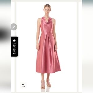Kay Unger ELLIOTT PLEATED TEA LENGTH DRESS